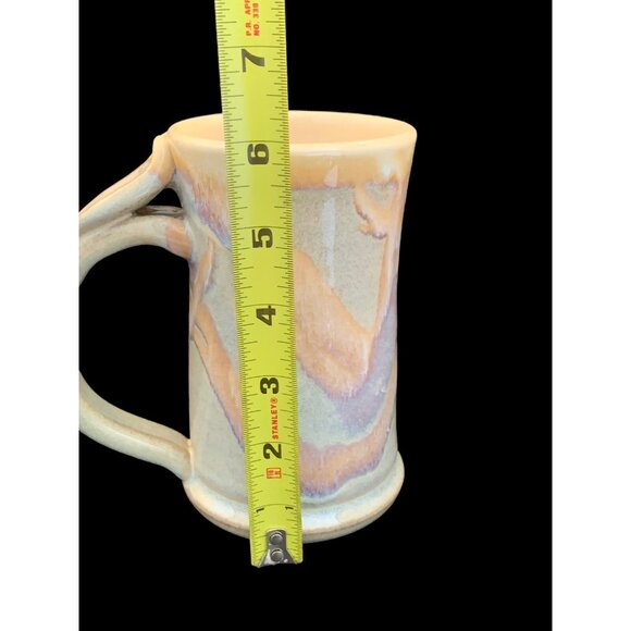 Vintage Handmade Stoneware Pottery Coffee Cup Mug Stein Opalescent Swirl Signed - Picture 7 of 8
